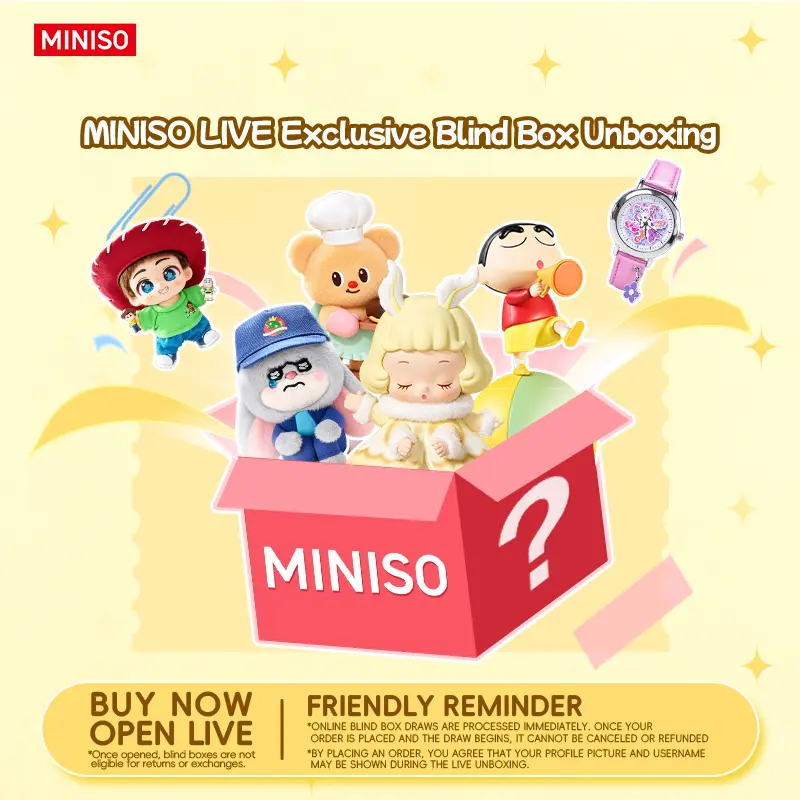 【For Live】Miniso Blind Box Unboxing Lucky Bag Random Cute IP Collectibles Including Watches Magnets Plush Charms & Figures Perfect Surprise Gift For Anime & Cartoon Fans