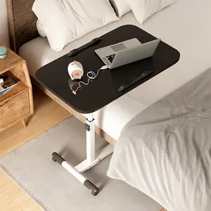 Adjustable Overbed Laptop Desk with Wheels, Tilting Height-Adjustable Workstation, Portable Collapsible Computer Table Rolling Stand for Bed, Couch, Home Office, Hospital