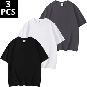 3-Pack Unisex 180G Cotton T-Shirts - Breathable Comfortable Versatile Casual Tees