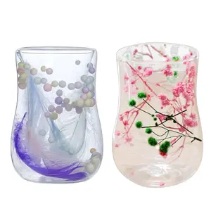 Double Layer Glass Cup Set, Stylish Glass Cups, Double Walled Glass, Stylish Drinkware, Insulated Coffee Mug with Floral Design, Unique Party Supplies, Birthday Gift Choice