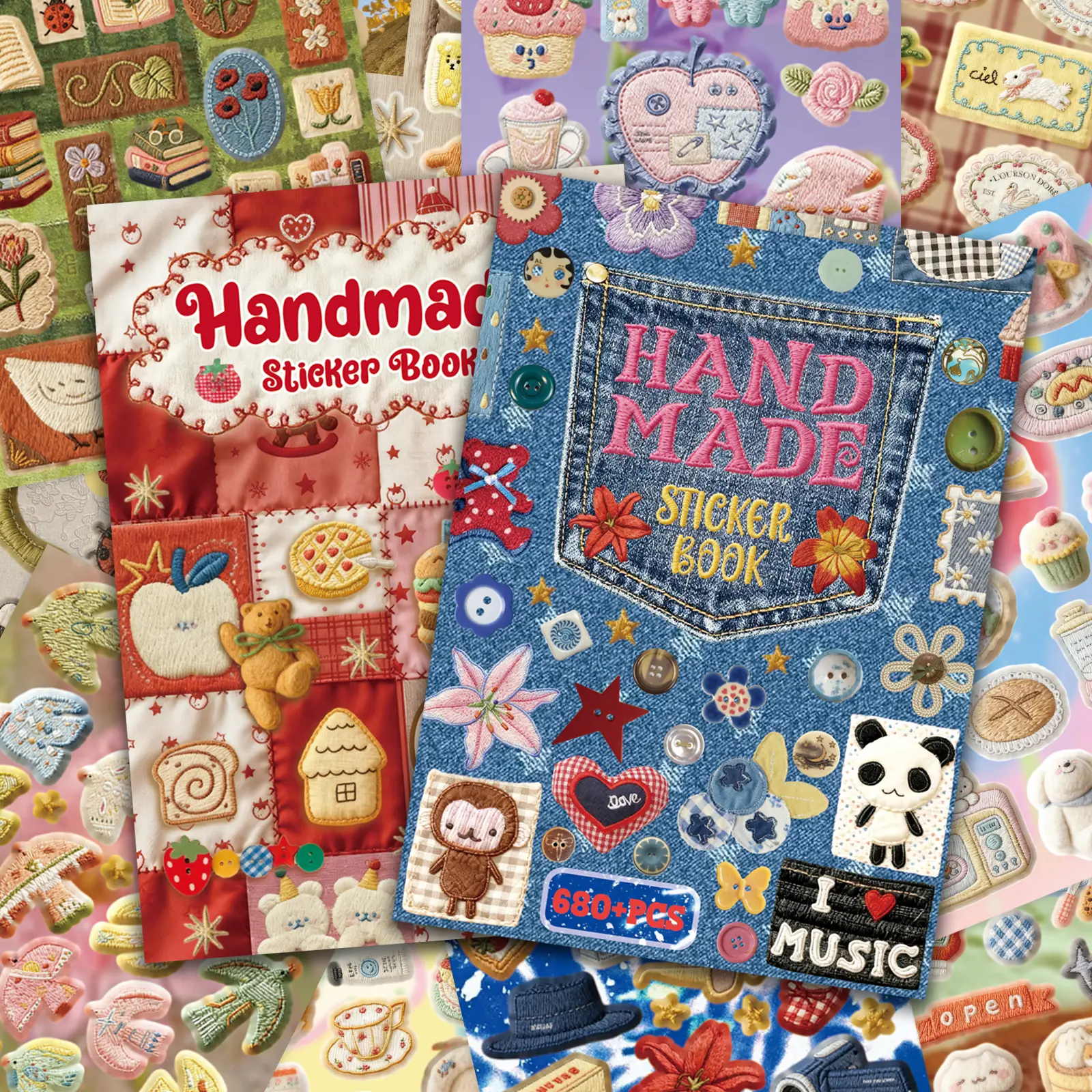 680+ Pcs Faux Embroidery Sticker Book - Realistic Matte Stitching Stickers, 30 Sheets for Junk Journals, Scrapbooking & DIY Crafts
