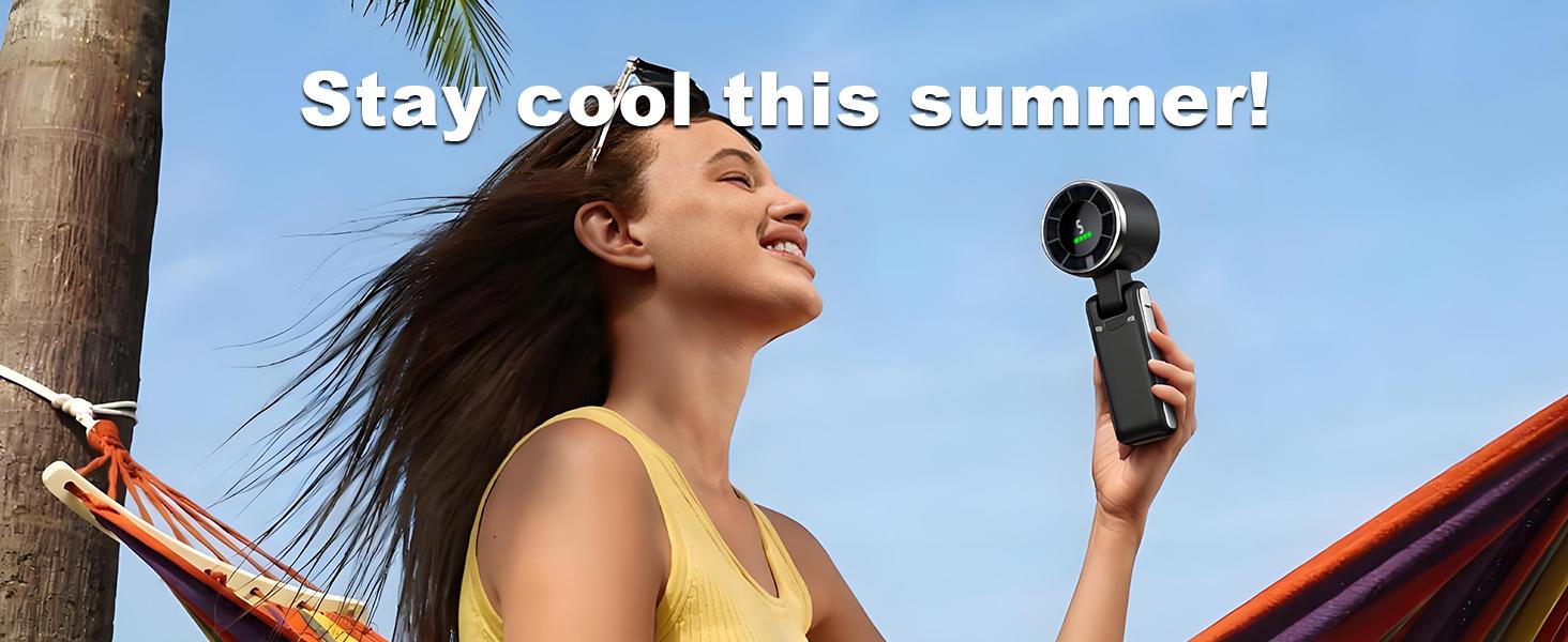 Portable Handheld Turbo Fan, 5 Gear Wind, Battery Operated, Up to 12 Working Hours, 3 IN 1 Hand Fans with Air Turbo Tech Cooling Fan for Outdoor Activities, Travel, Beach