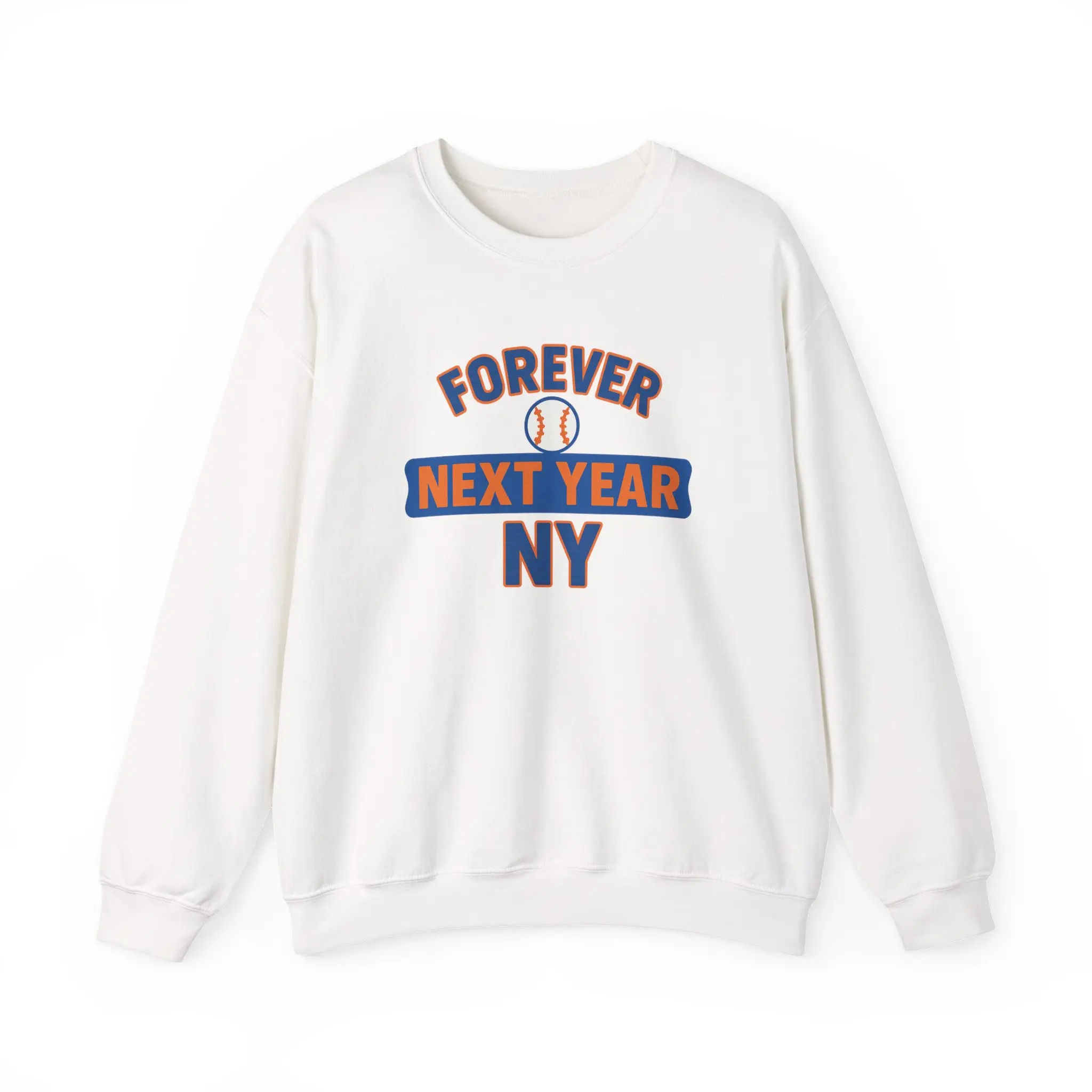 Forever Next Year NY Crewneck Sweatshirt, Black, Blue and Orange, Baseball Fan, Cozy Unisex Sweatshirt, Sports Apparel, Gift for Him/Her, Casual Wear, Football Fan Gear