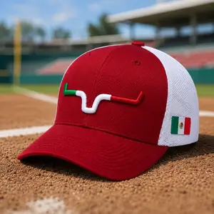 Semana Mexico Flag Mesh Trucker Hat, Embroidered Rodeo Baseball Cap, Adjustable Snapback Outdoor Western Hat for Men Women