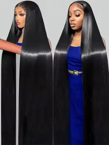 Bling Hair 32 32 34In Smooth Straight 13x4 Lace Front Wig Human Hair Straight 13x6 360 Lace Frontal Human Hair Wigs For Women 4x4 Lace Closure Wig 180 Density Brazilian 100% Human Hair