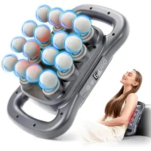 16-Head Quiet Deep Tissue Massage Gun - Adjustable Durable Personal Care Therapy Device with 9 Modes & Levels for Back/Shoulder Muscle Pain Relief, Dark Grey, Daily Special Gift