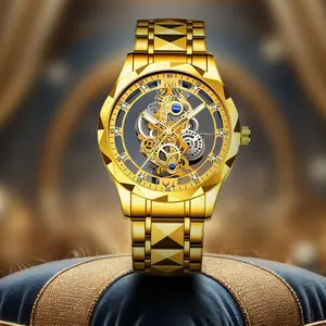 New Gold Watch Men's Fashion Business Hollow Quartz Watch Luxury Temperament High-end