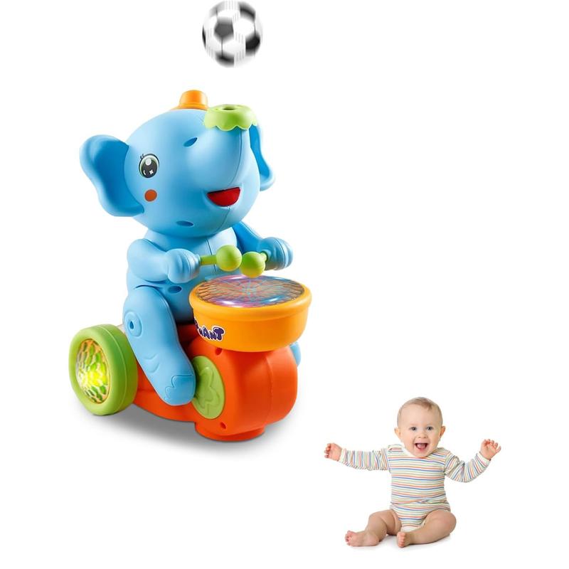 Musical Crawling Baby Elephant Toy with Blowing Balls & Lights Random color- Interactive Sensory Toy for Infants 6-12 Months | Birthday Gift for Boys & Girls ﻿