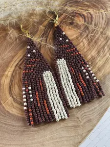 The Talia Beaded Brick Stitch Fringe Earrings
