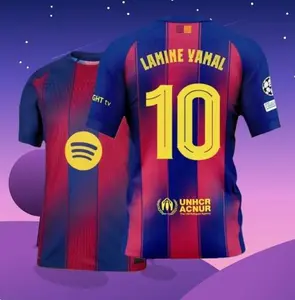 25 26 Home Red And Blue 10# Lamine Yamal Short Sleeve Soccer Jersey Fans Version
