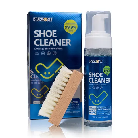 PICKZONE Shoe Cleaning Kit Foam (6.76 oz) - Sneaker Stain Remover, Deeply Cleans Dirt for Running & Casual Footwear, Fast-Drying Fade Resistant Formula Safe for All Colors, Leather/Suede, Extends Lifespan