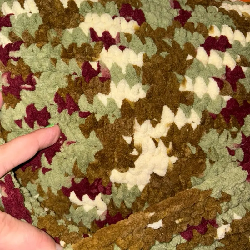 Handmade Crocheted Throw Pillow with Pocket - Multi Color
