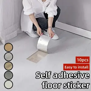 10pcs Retro Floor Stickers, Self-adhesive PVC Imitation Wood Grain Floor Stickers, Easy To Install, Suitable for Floor Decoration in Living Rooms, Bedrooms, Kitchens, and Offices