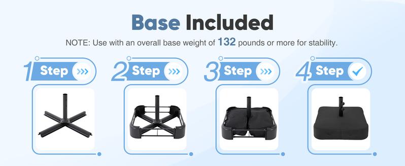 15ft Large Patio Umbrella with Base Included, Rectangle Table Umbrella Outdoor Patio, Outside Umbrellas for Deck, Market, Backyard, Khaki