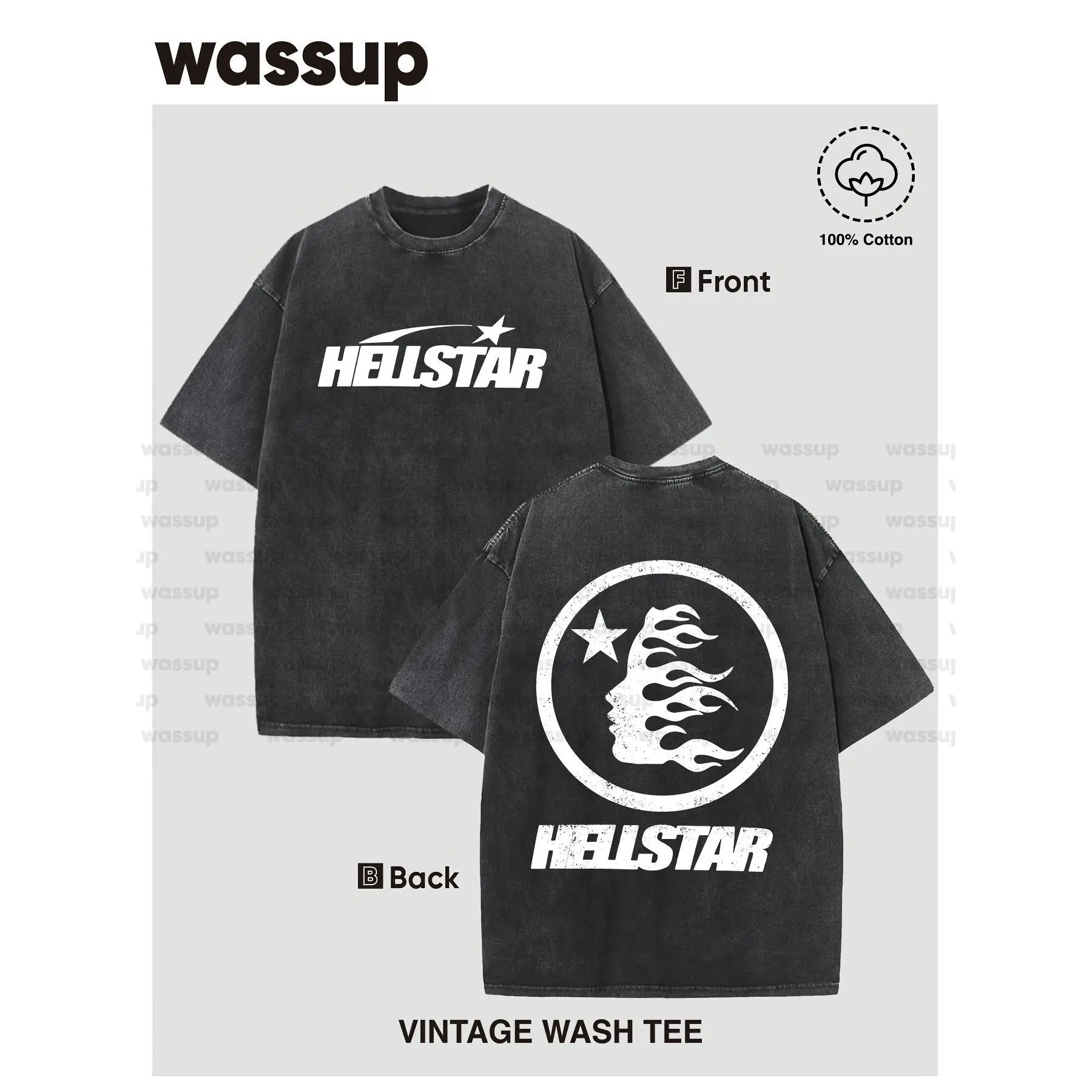 Hell Star Earth Print T-shirt, Men's , perfect holiday gift casual short-sleeved , summer trend brand style cotton distressed short-sleeved men's short-sleeved American street culture elements double-sided printing, couple style, fashionable