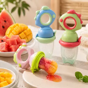 Cartoon Dinosaur-Shaped Pacifiers, 2-Pack; Baby Fruit and Vegetable Feeder; Safe, Non-Toxic Silicone Baby Fruit Teether; Drinking and Weaning Accessories