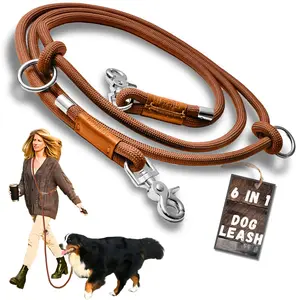 Sticks N' Bones co Hands Free Dog Leash, 2 Dogs, Waist Leash for Dog Walking, Running, Crossbody, Multifunctional, Adjustable Lengths, Heavy Duty, Dual Handle, Slip Lead, Puppy Training, 3/8" (10mm).