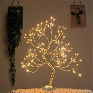 108 LED Golden Tree Lights，homemade artificial tree lamp, 8 modes, desktop bonsai tree lamp, suitable for bedroom tabletop, cute room decoration, Christmas indoor decoration.