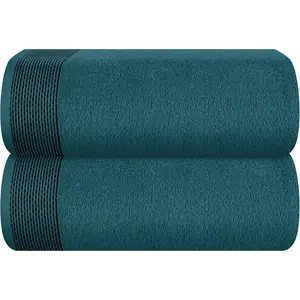 Cotton 2 Pack Oversized Bath Sheet 35 x 70, Large Bath Sheet, Ultra Absorbent, Compact, Eco-Friendly and 100% Recyclable, Quick Drying and Lightweight Towel - Teal