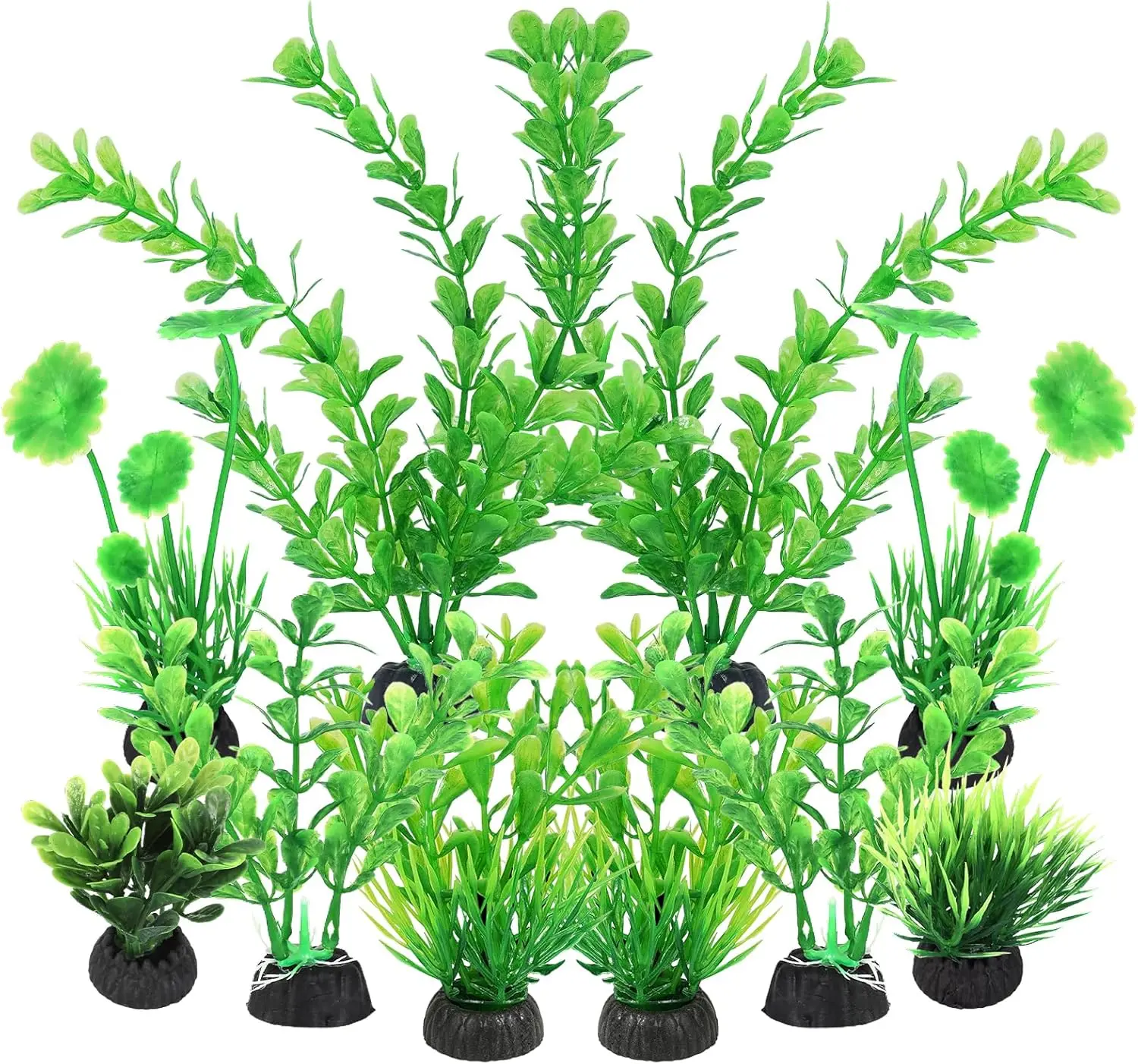 10pcs  Artificial Fish Tank Plants, Plastic Aquarium Decorations, Green Accessories