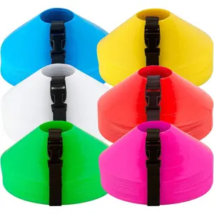 American Challenge Disc Cones – Set of 25 Agility Cones for Sports Training – 2" Tall, 7" Base Soccer Cones with Carry Strap for Drills & Practice