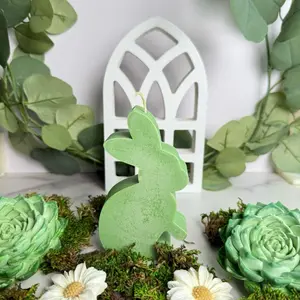 Green Bunny Pilla Candle - Coconut Beeswax Hemp Wick for Decorative Candles