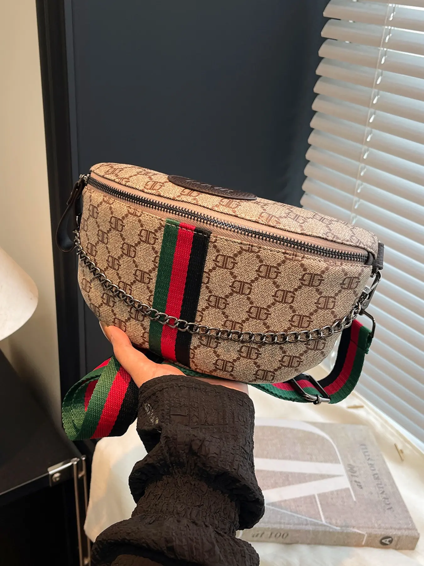Fashion Women's Printed PU Leather Chest Bag, Crossbody Bag, Fashion Crossbody Bags, Shoulder Handbag, Geometric Pattern Bag, Perfect for Daily Use, Crossbody Purse