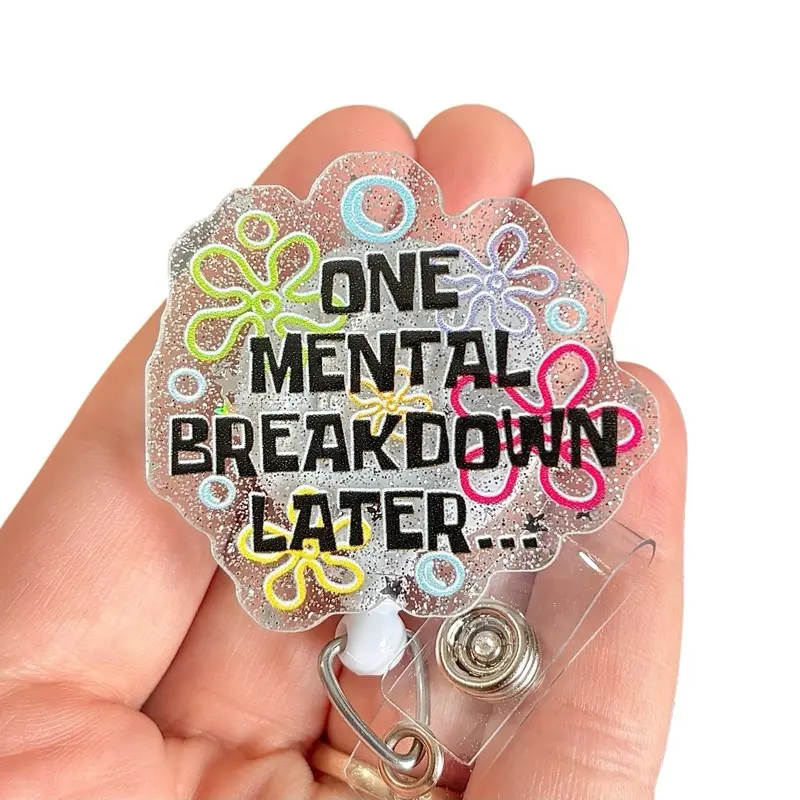Glitter My Badge Funny mental breakdown badge reel for nurse and hospital workers. Badge clip Badge pull - Retractable swivel clip with a 360 rotation. Great gift for coworker