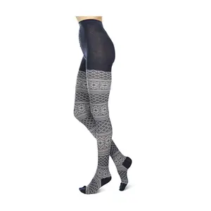 Memoi Women's Sweater Weather Printed Cotton Blend Tights