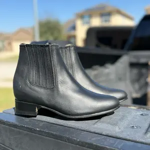 Black Leather Chelsea Boots with Elastic Sides for Men Comfortable and Stylish Design