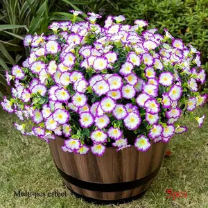 5 Bunches of UV-resistant Imitation Flowers, with Dense Green Leaves- Bright Purple Flowers| Realistic Dwarf Morning Glory and Daisy Pansy Flowers, All-weather Plastic/inter, Artificial Outdoor Flowers