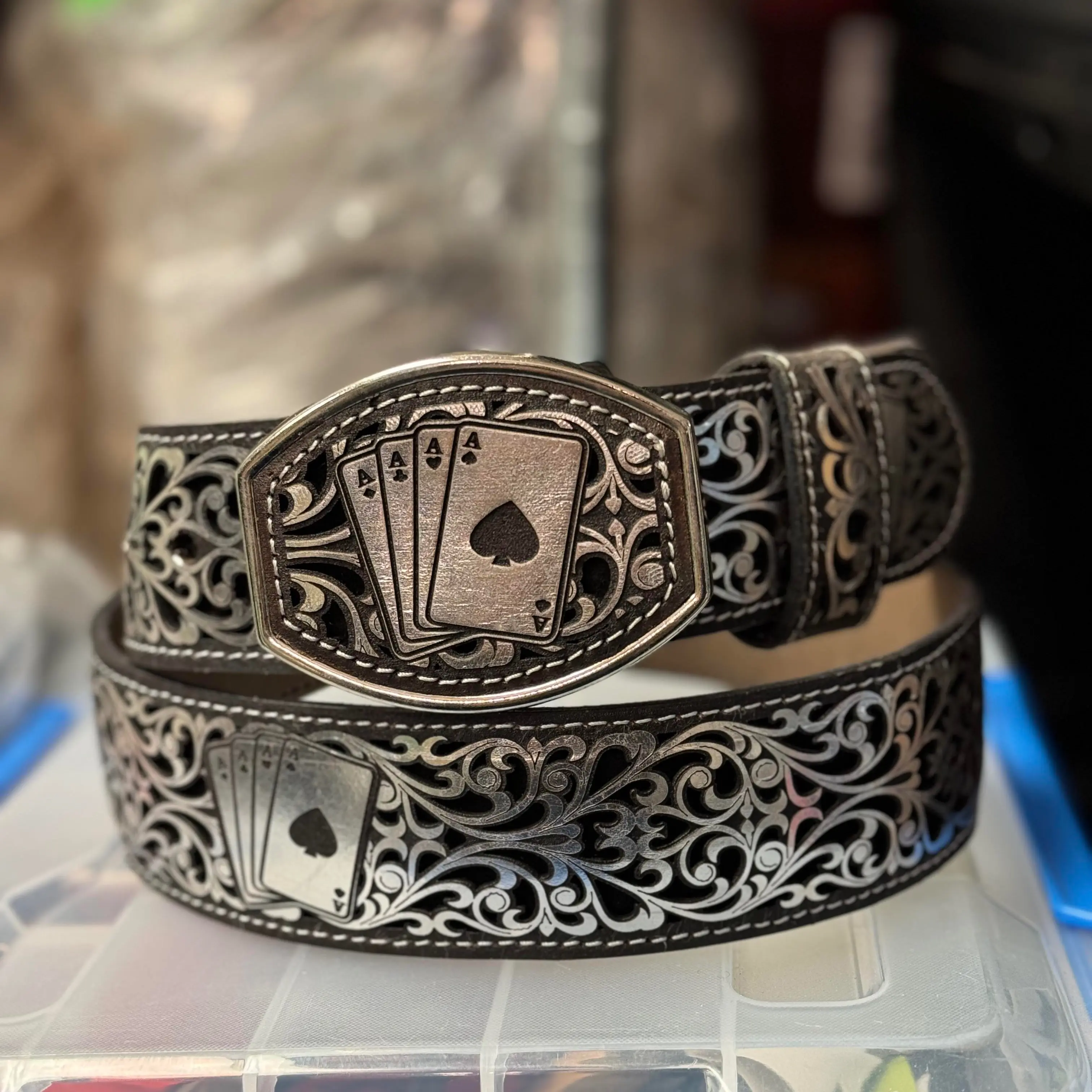 BELT CINTURON BARAJA PLATA