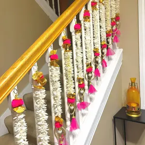 Elegant Bangle Pom Pom Backdrop | Net Cloth, Handcrafted Fabric | Eid, Diwali, Mehndi & Wedding Decor | Colorful Tradition