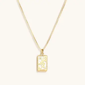 Intelligent Expression - White Enamel Aquarius Card Necklace