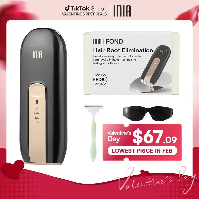 INIA FOND IPL At-Home Laser Hair Removal Device, Hair Root Elimination, 16.5J Energy, Unlimited Flashes, FDA Cleared, 2-Year Warranty, for Women and Men,Best Valentine's Day Gift for Her