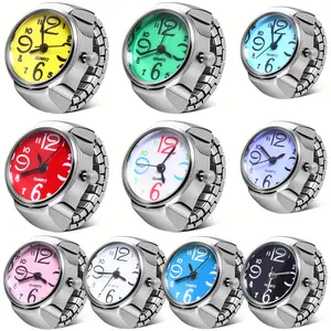 Finger Watches Ring For Women Men Adjustable Clock Rings Bulk Creative Elastic Round Quartz Finger Ring Watches Party Jewelry