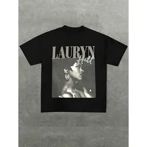 Plus Size Men Lauryn Hill Portrait Print Casual Soft Short Sleeve Pure Cotton 220gsm T-Shirt