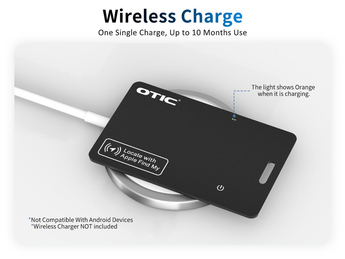 OTIC iOS & Android Bluetooth Tracker Smart Finder for Apple Find My iPhone Card Wallet GPS Tracker Wireless Charging Keys Locator for Keys Bags Passport IP67 Waterproof Dust Resistant