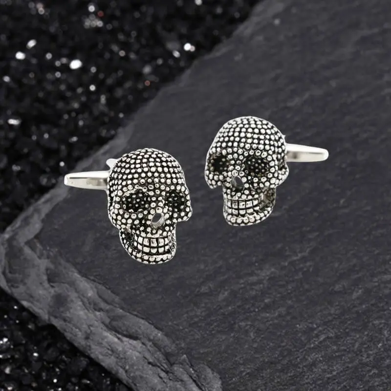 GTHIC Halloween Dense Skull Copper Cufflinks Vintage Gothic Gift for Men Women Birthday Party