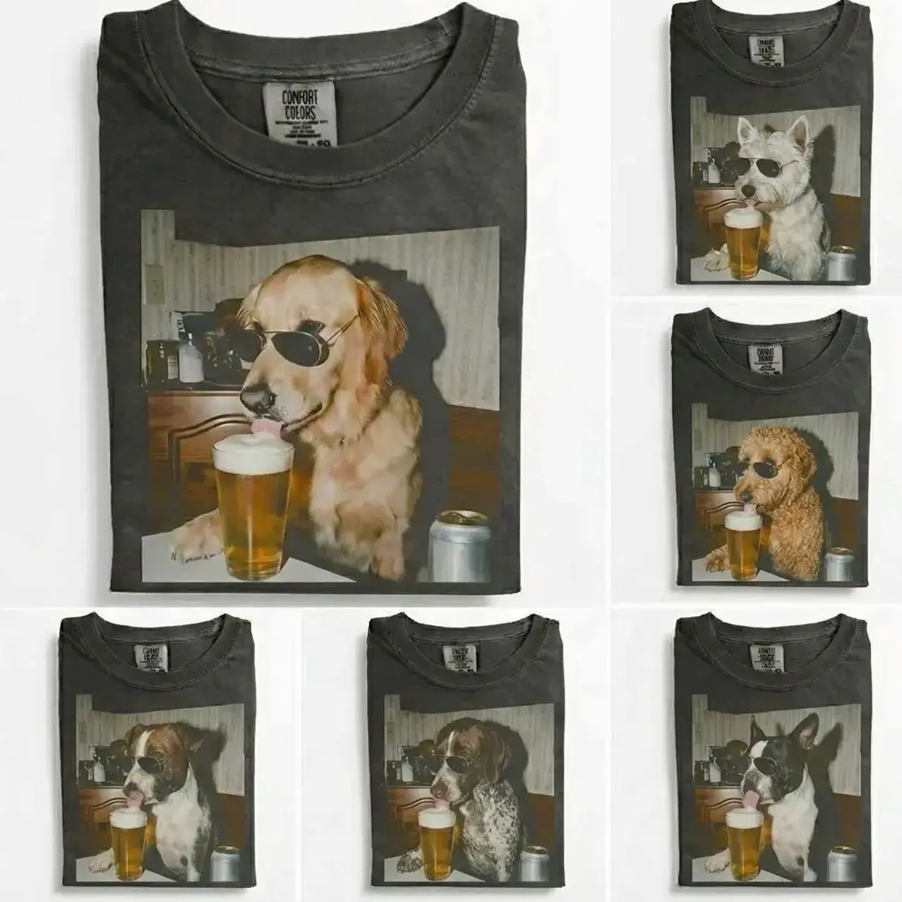 Comfort Colors 50+ Dog Breeds Available Drinking Beer Shirt, Funny Dog Drinking Beer Shirt, Vintage 90s Dog Meme Graphic Tee, Edgy Humor Pet Lover Apparel, Casual Streetwear Outfit, Gift for Dog Lovers for Women & Men jun10