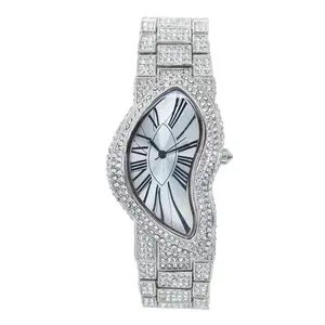 Men's 30mm Warped Dial Watch – Quartz Movement Metal Band