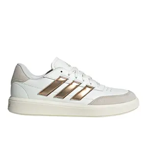 adidas Womens Courtblock Metallic Lace Up Sneakers Shoes Casual - White