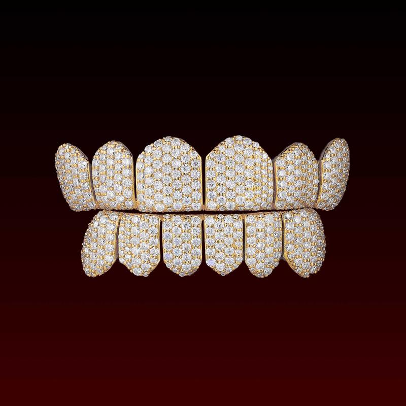 GBT Honeycomb Round Cut Moissanite Diamond Grillz - Luxurious Design for Youth with Dazzling Sparkle