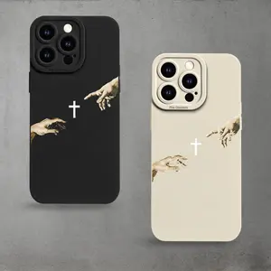 Protect Your Phone Soft Phone Case with Two Finger Crosses Cover Pattern Wave UV Printing Matte Phone Cover 360 Degree Full Protection for Iphone 17 11 12 13 14 15 16 Pro Max XR X/ XS 7 8 Plus SE Mini Xmax for Smartphone