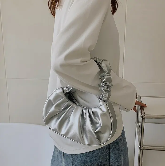 Shoulder Bag for Women, Trendy Ruched Hobo Purse with Scrunchie Strap, Cute Accessory for Daily Outfits