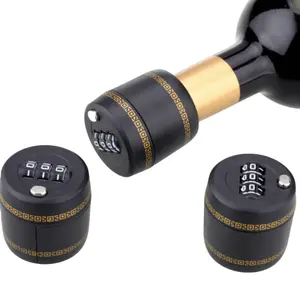 3-Digit Combination Wine Bottle Cap Lock - ABS & Aluminum Alloy, Anti-Theft Freshness Seal for Wine & Liquor - Secure Cap for Home & Bars
