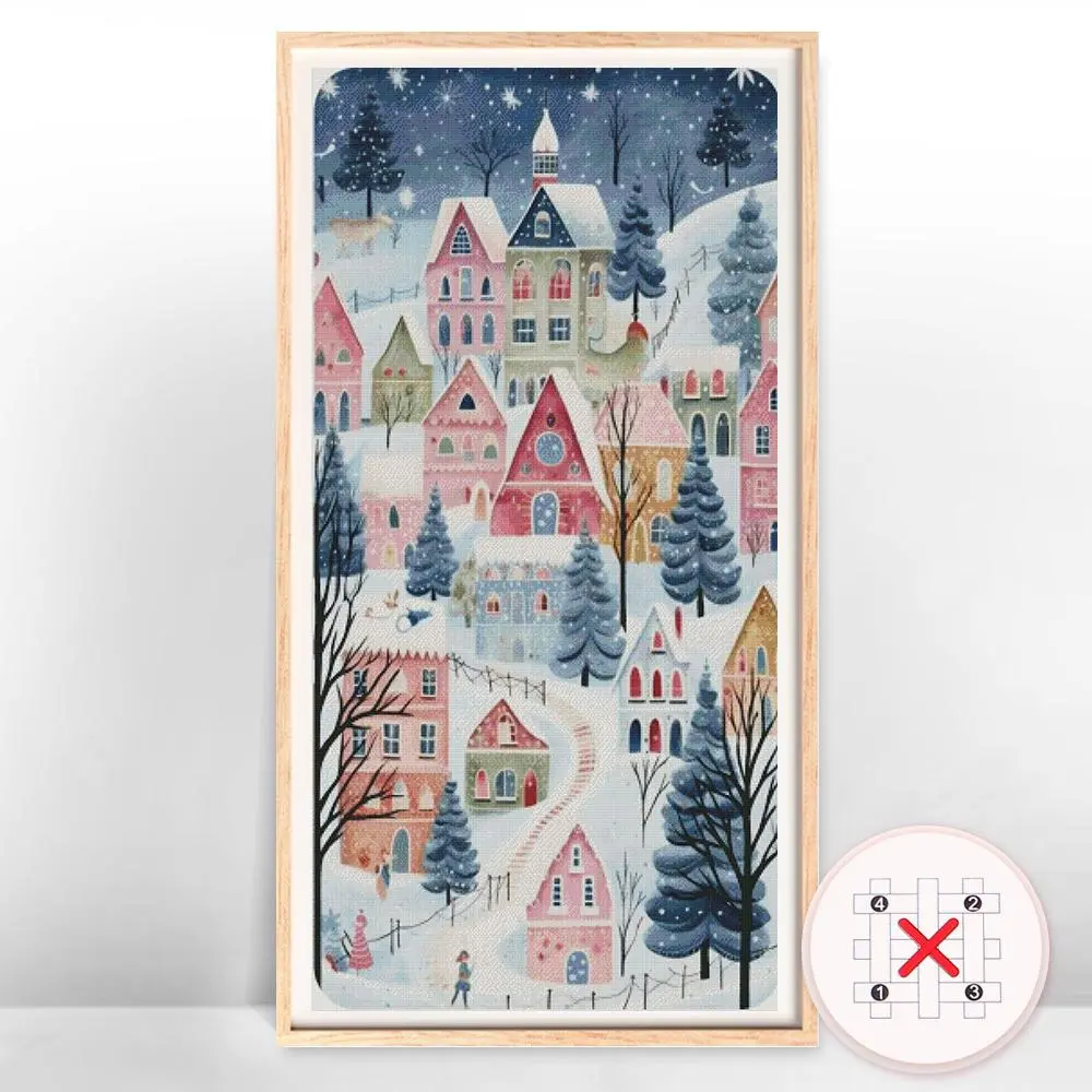 Landscape Pattern Cross Stitch Kit, 11CT Cross Stitch Printed Canvas, House Decor for Home, DIY Cross Stitch Kit for Beginners, Embroidery Design, Embroidery Kit