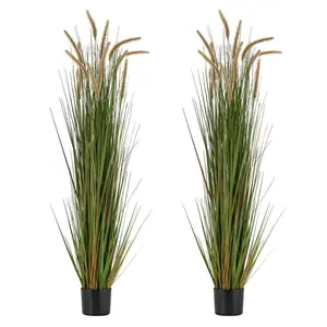 VEVOR Artificial Grass Plant, 2 Pack 59 inch Horsetail Reed Grass in Pot, Premium PVC Faux Fake Greenery Shrubs Plant for Indoor Outdoor House Home Garden Office Room Decor, Housewarming, Green