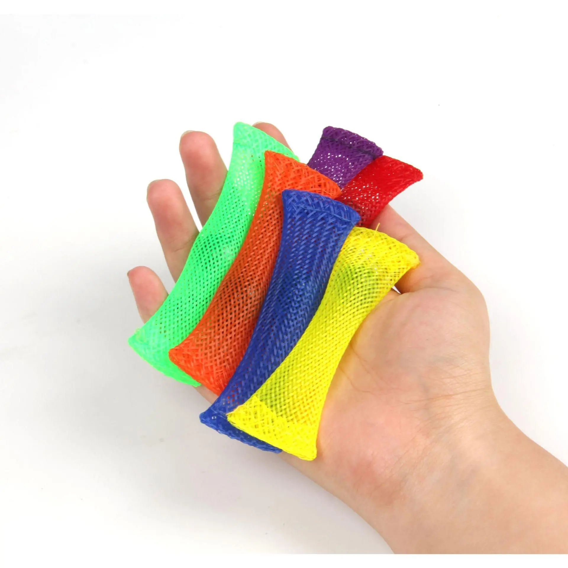 Mesh Fabric Braided Fidget Toys (5/10pcs) - Unisex, Easy-Bend Design with Sensory Marbles, Autism Therapy Stress Reliever, All Ages Outdoor/Indoor EDC Hand Toys