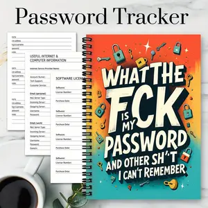Fun Spiral Password Notebook, Internet and Computer Login Journal, Personal Organizer Book, Record Websites, Usernames, Passwords, Home or Office Stationery Password Protector Diary
